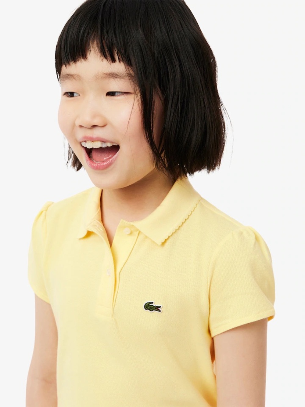 Lacoste Yellow Kids' Scalloped Collar Mini Piqué Polo